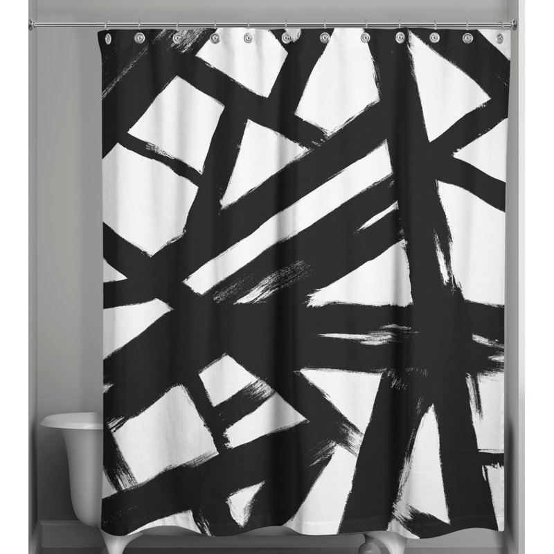Abril Machine Washable Polyester Single Shower Curtain, Black
