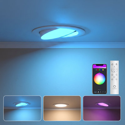 Lumary 6" Adjustable Smart Gimbal Recessed Light, RGBWW Ceiling Light, Wi-Fi & Bluetooth, LED Can Lights Canless with J-Box, Works with Alexa & Google Assistant, 4-Pack