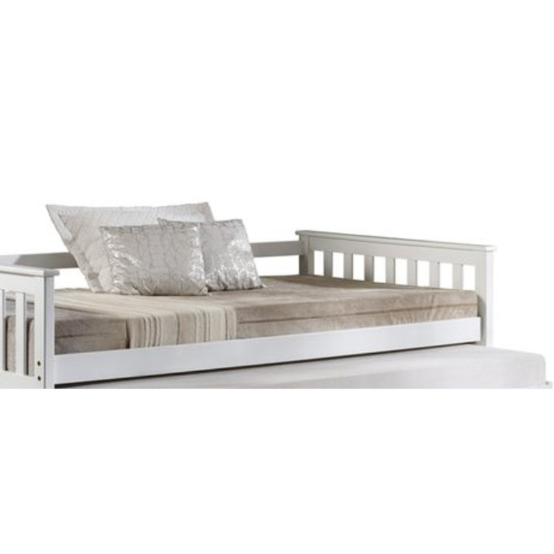 Lit de jour simple en pin massif, couleur blanche, capacité de poids de 660 lb