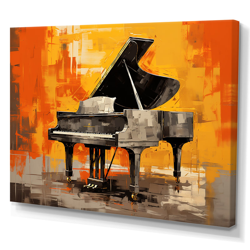 "Orange Piano Modernist Melody", reproduction sur toile, Toile tendue, H 34 po x l 44 po