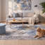 Tapis Prairie moderne à poils courts, style aquarelle abstraite, bleu, gris, or, crème, ivoire, lavable à la machine, antidérapant, pour l'intérieur et l'extérieur, adapté aux animaux domestiques, idéal pour le salon, la chambre, la salle à manger, l'entrée, le couloir ou le bureau.-880880424