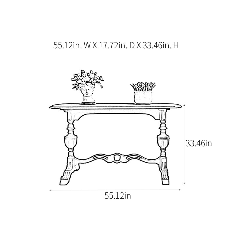 Console rétro sculptée, H 33,46 po x l 55,12 po x P 17,72 po
