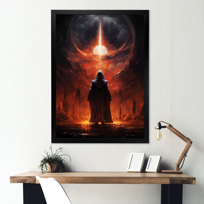 Crimson Conjurer, reproduction d'art sur toile, Cadre simple noir, H 40 po x l 30 po x P 1,5 po