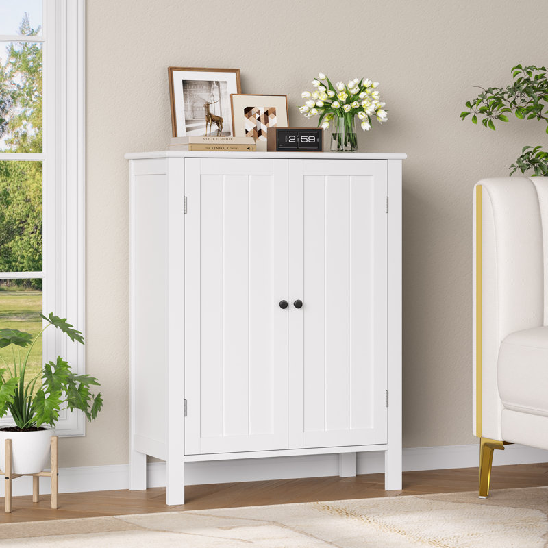 Armoire de salle de bain autoportante blanche H 31,5 po avec tablette réglable Olender