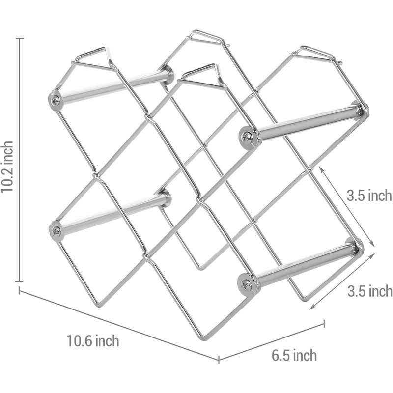10 Bottle Metal Tabletop Wine Bottle Rack in Silver
