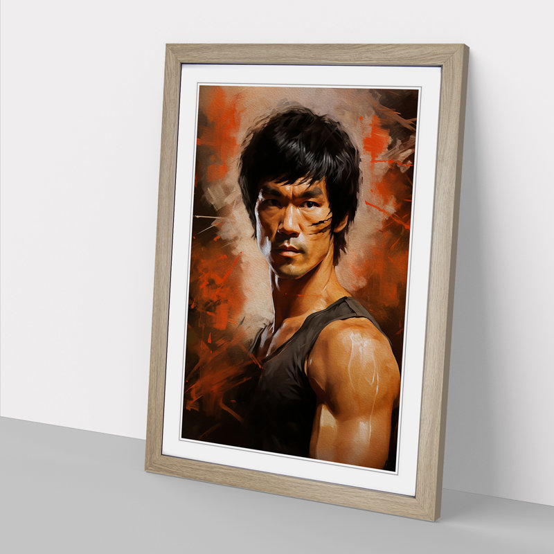 Bruce Lee Digital - Framed Print, 46cm H x 34cm W x 2cm D, Oak Framed