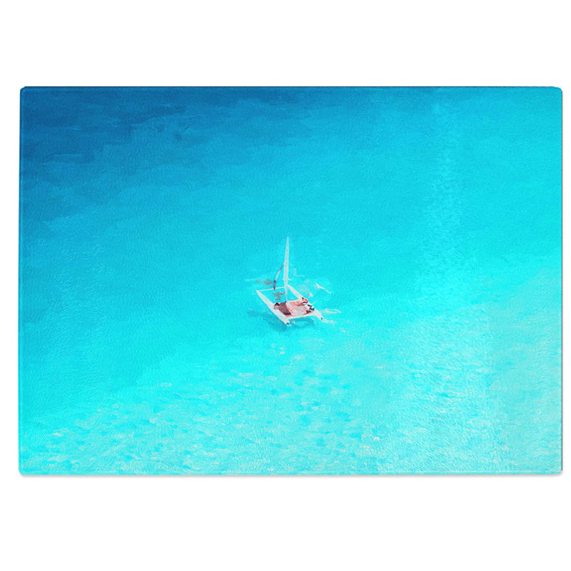Tempered Glass Catamaran Boat in the Maldives Chopping Board, 28.5 cm W x 20 cm L