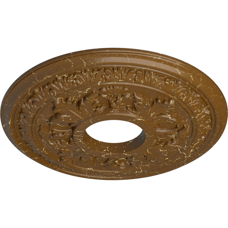 Médaillon de plafond H 15,375 po x l 15,37 po x P 1,5 po Baltimore, Craquelure topaze fumée