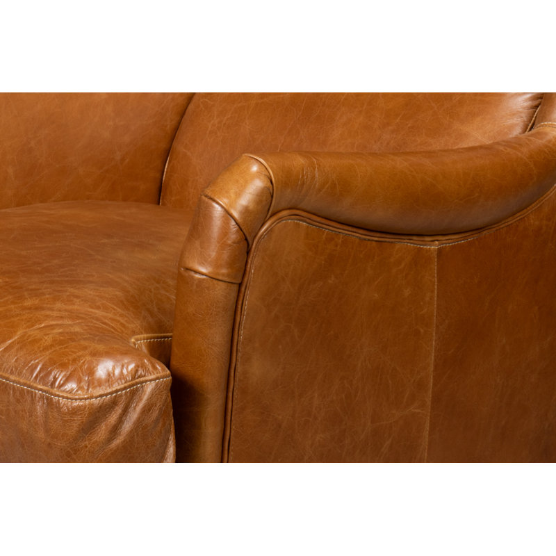 Elite Wingback Chair, Brown Genuine Leather