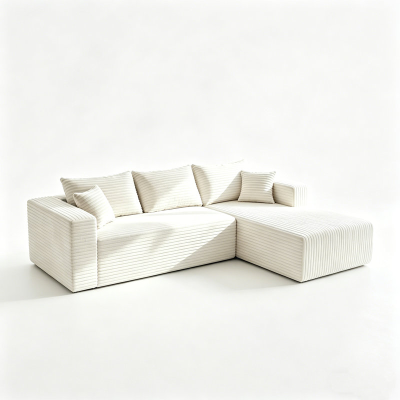 92.5" Sectional Couches For Living Room Modern Modular L-shape Cloud Sofa Compression-boneless Deep Seat Couch With Chaise No Assembly Required Left Beige