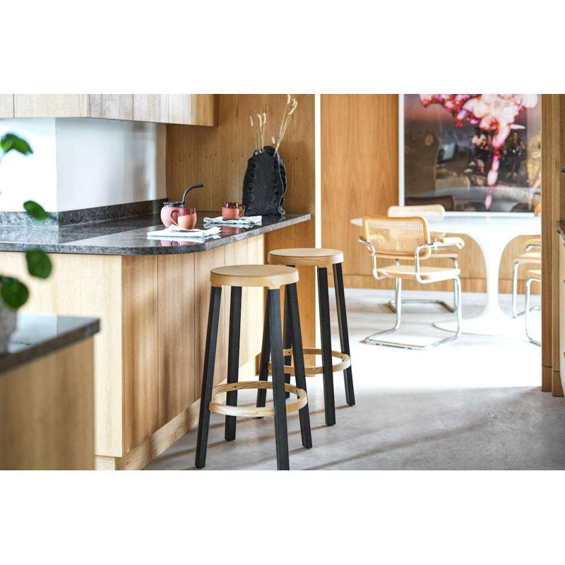 Step Stool with Solid Wood Frame, Counter Stool (26” Seat Height)