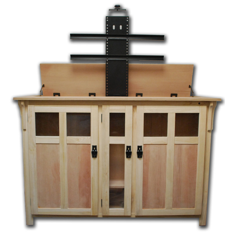 The Bungalow Motorized Smart TV Lift Cabinet for 60 Inch Flat Screen TVs, Unfinished