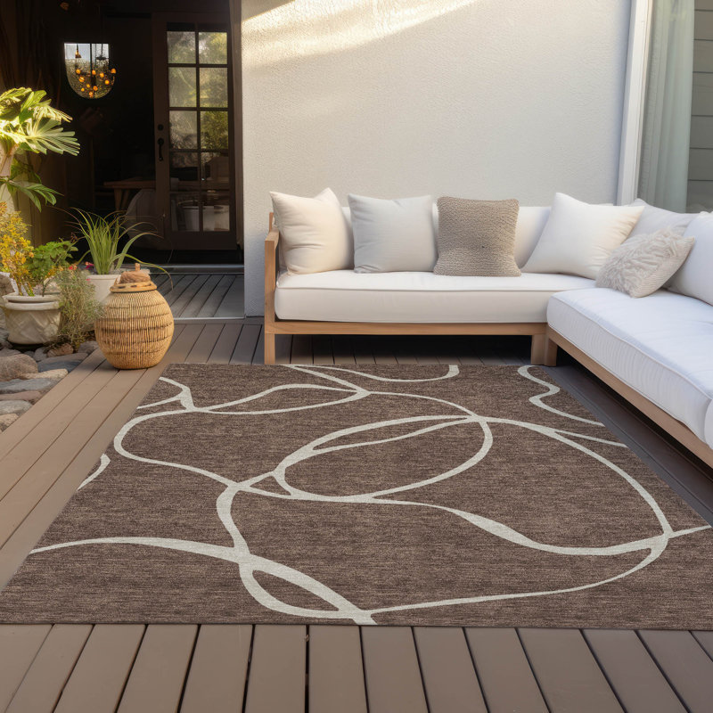Tapis d'intérieur / extérieur brun Mirelle , 10 pi x 14 pi