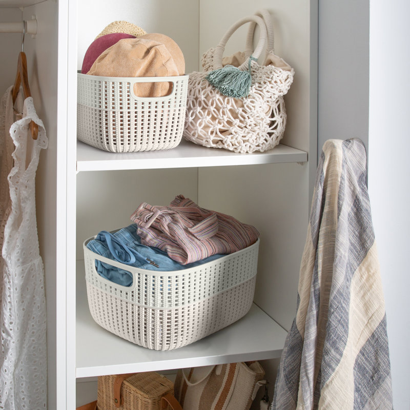 Simplify Polypropylene Decorative Basket, Cream, 6.7" H x 11.8" x W 11" D, 1