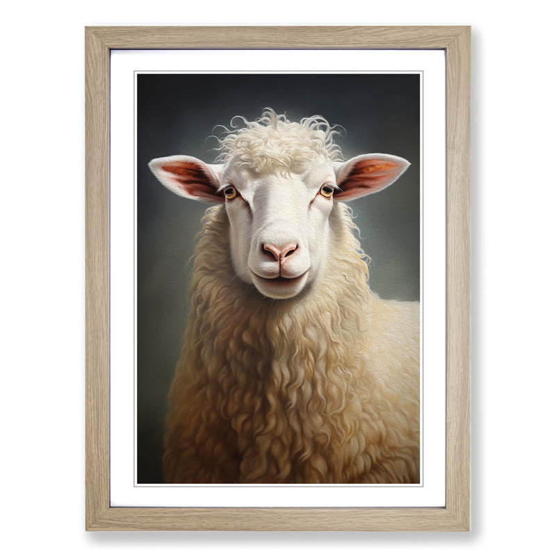 Sheep Realism - Framed Print, Oak , 46cm H x 34cm W x 2cm D