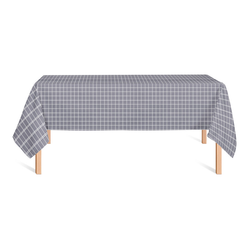 Rectangular Geometric Polyester Tablecloth, Dark Gray