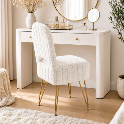 Tabouret de coiffeuse moderne avec dossier - Grand repose-pieds carré avec rangement caché - Revêtement en molleton doux et doux - Capacité de 280 lb - Parfait pour la chambre à coucher ou le salon - Blanc, grand, molleton doux