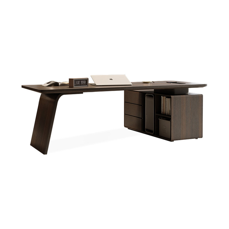 Coffee Rectangular Manufactured Wood  desk, 29.53" H x 70.87" W x 27.56" D