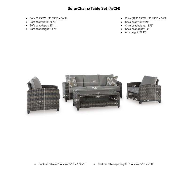 Gennie 5 - Person Patio Conversation Sets with Cushions