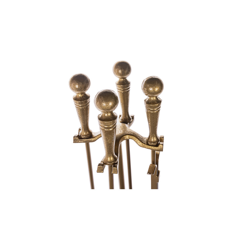 5 Piece Fireset with Ball Handles, Gold