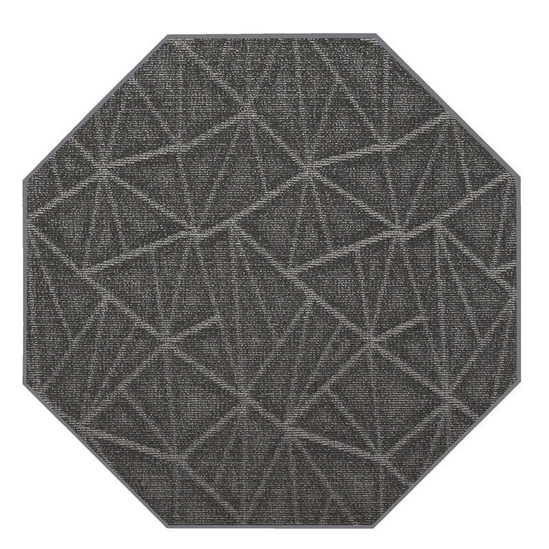 Tapis raffiné à motif raffiné gris, Octogone 11 pi