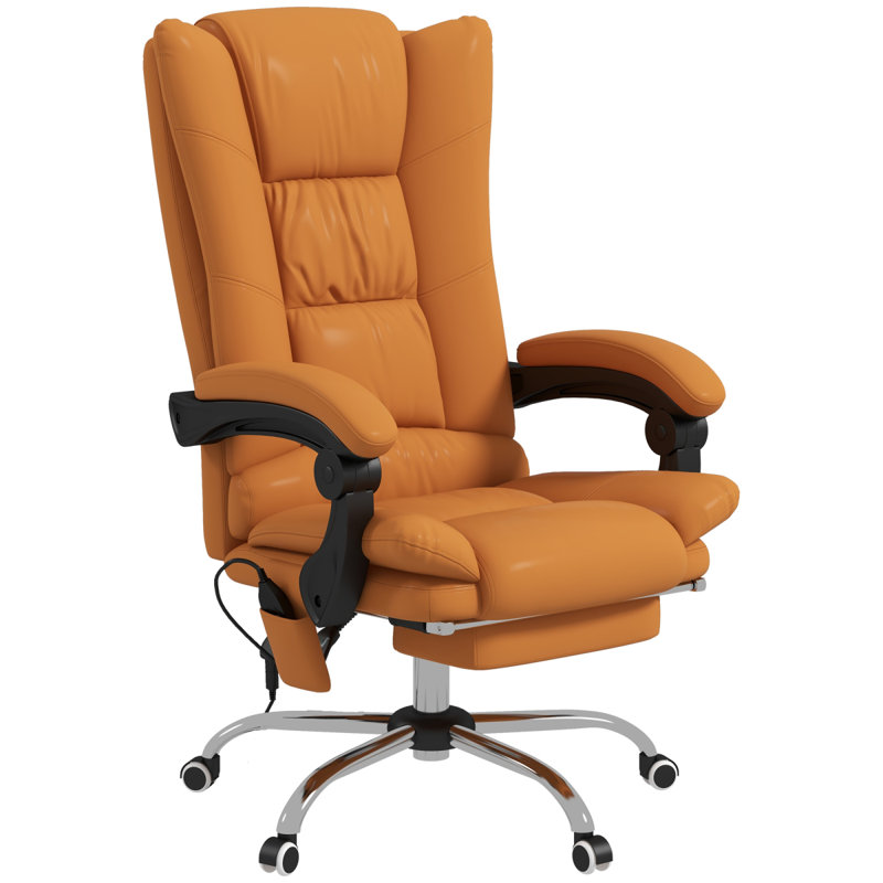 Executive Massage Office Chair With 4 Vibration Heat, 3 Modes, PU Leather Swivel Chair With Adjustable Height, Reclining Back, Footrest