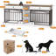 Meuble double 78,7 "avec rangement pour chien et 2 portes, bols à nourriture, meuble télé en bois, blanc-421652958