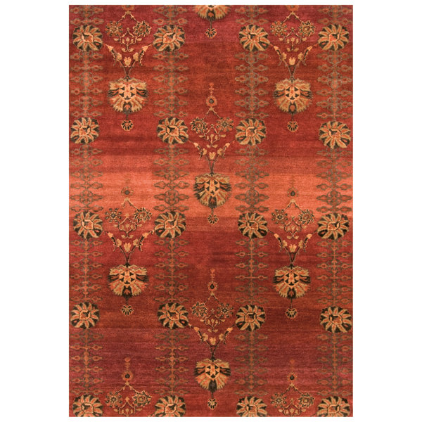 Bungalow Rose Jese Handmade Hand-Knotted Wool Red/Orange Rug | Wayfair