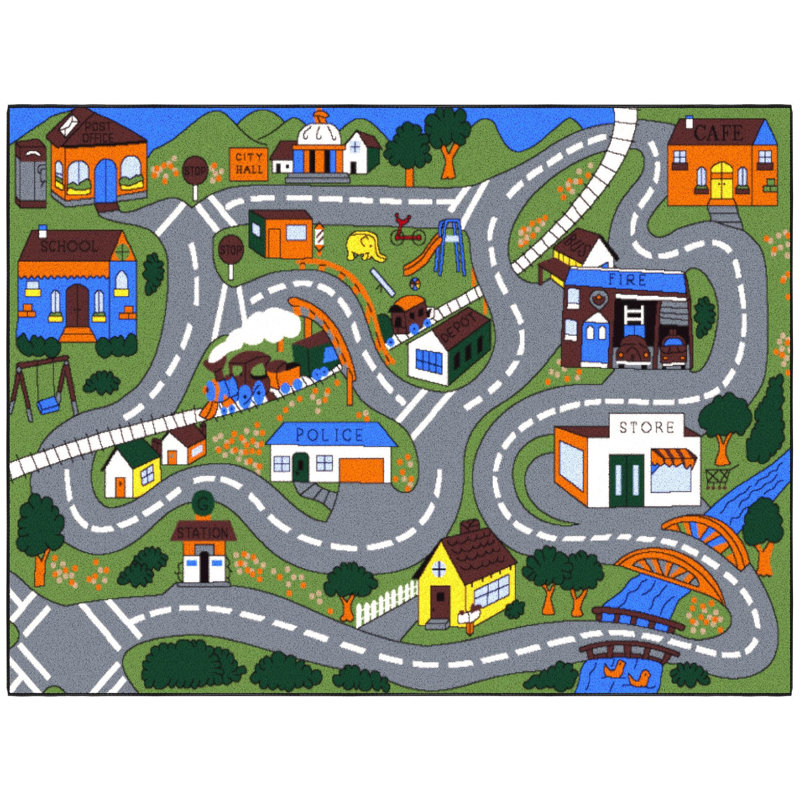 Tapis de chambre à coucher et de salle de jeu pour enfants, facile à nettoyer et antidérapant, Grey