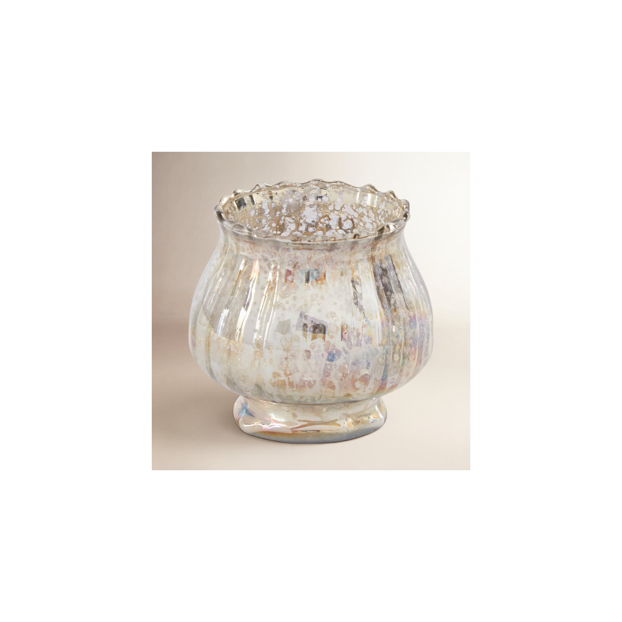 Glass Tabletop Votive Holder, 3.50" H x 3.75" W x 3.75" D