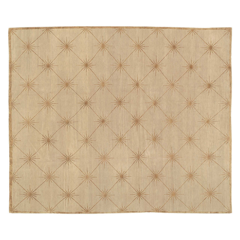 Hand Knotted Geometric Area Rug in Beige/Gold, Rectangle 8' x 10'