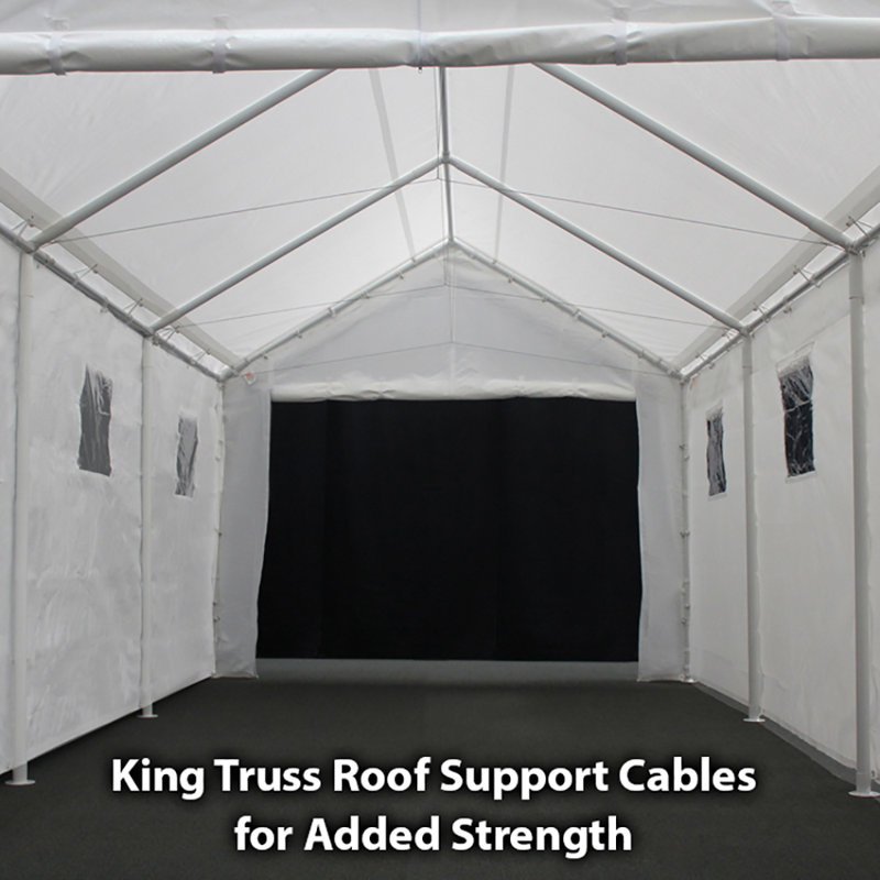 Hercules 10ft x 20ft White Metal Frame Enclosed Carport Garage