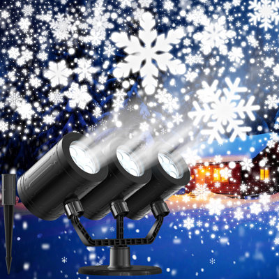 Christmas Projector Lights Outdoor, 2025 Upgraded Triple Head Snowflake Projector With Timer, Waterproof LED Snowfall Light For Xmas Yard Home Decor