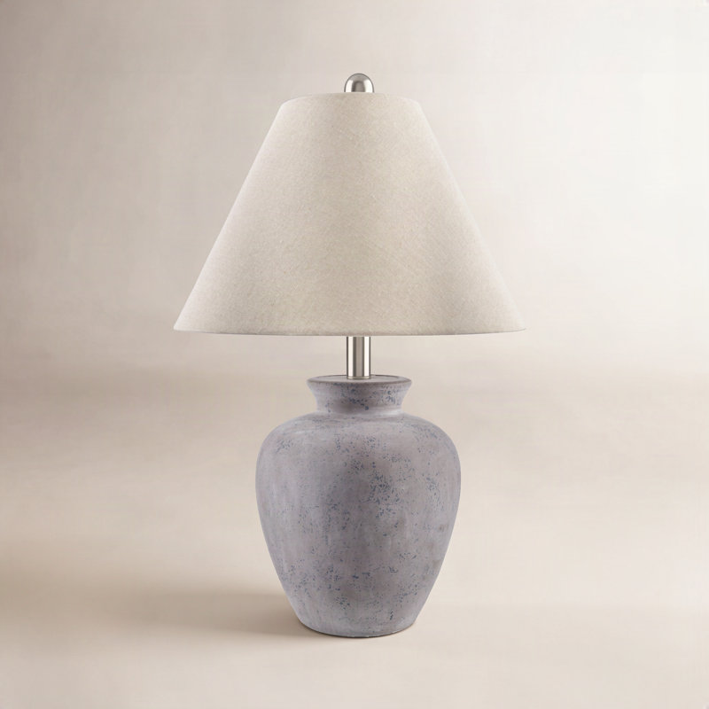 Calico Table Lamp, Gray Finish / Natural Shade