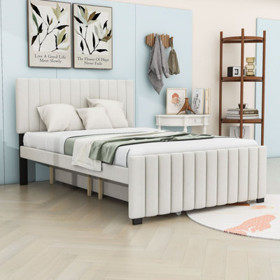 Upholstered Platform Bed with Trundle and Headboard