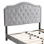 Lit rembourré en velours gris avec boutons - Grandes courbes en bois avec support à lattes et lumières DEL Assemblage facile Aucun sommier nécessaire pour une fondation robuste-130155437