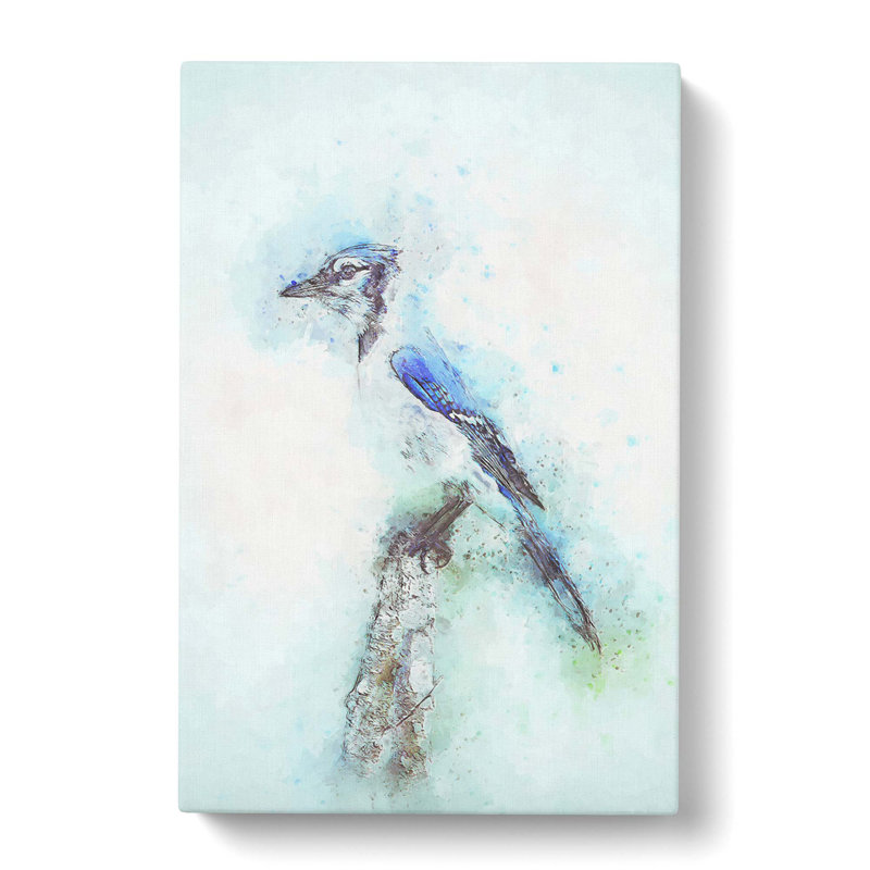 Blue Jay Bird In Abstract - Wrapped Canvas Painting, 50cm H x 35cm W x 3cm D