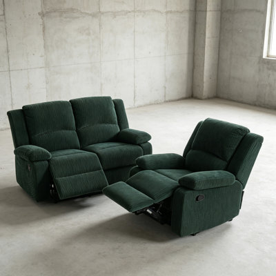 Corduroy 2-Piece Manual Reclining Living Room Set with Loveseat and Sofa