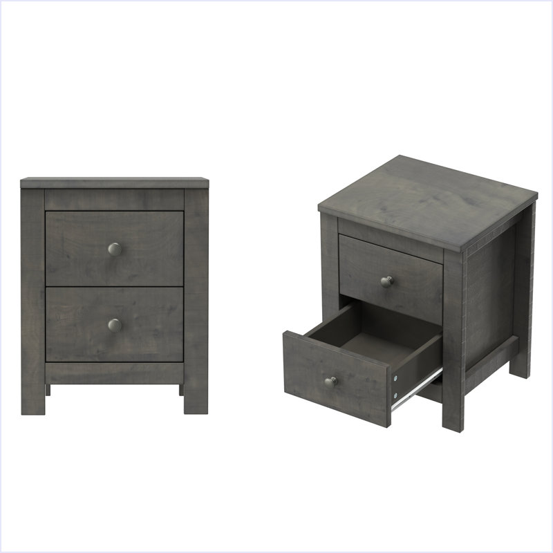 Ensemble de chambre à coucher 3 pièces, lit plateforme double avec table de chevet 2 tiroirs