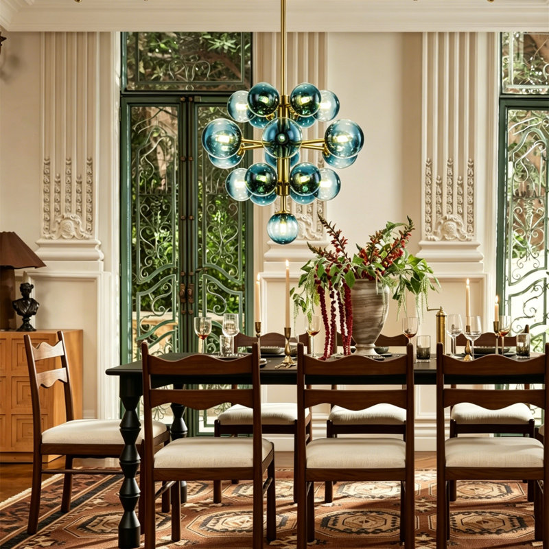 Scituate 19 - Light Glass Globes Bubble Kitchen Island Pendant Chandelier Light, Gold