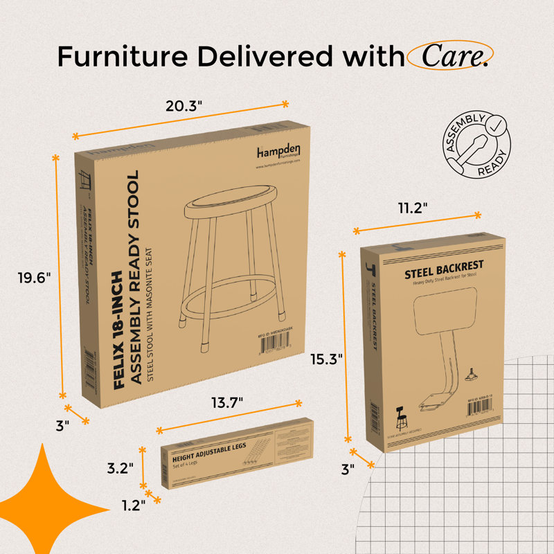 Tabouret Felix, Noir, Counter Stool