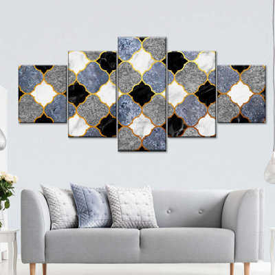 Motif de carreaux de marbre déco sur toile, 5 pièces