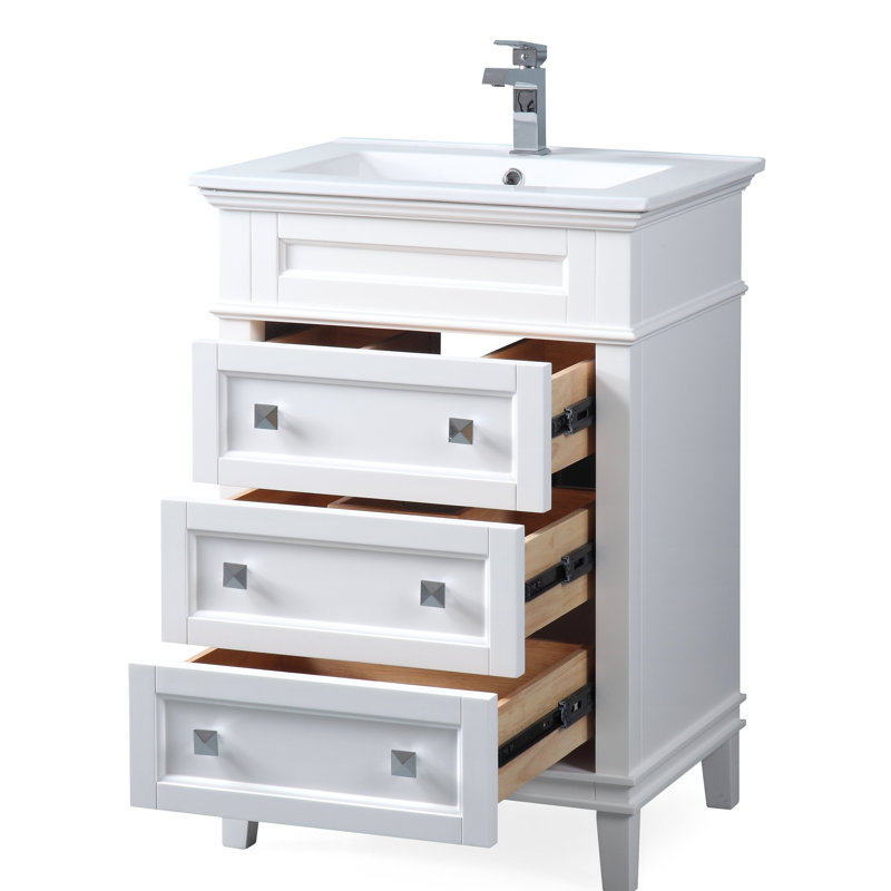 Guerra 24'' Single Bathroom Vanity with Ceramic Top, White