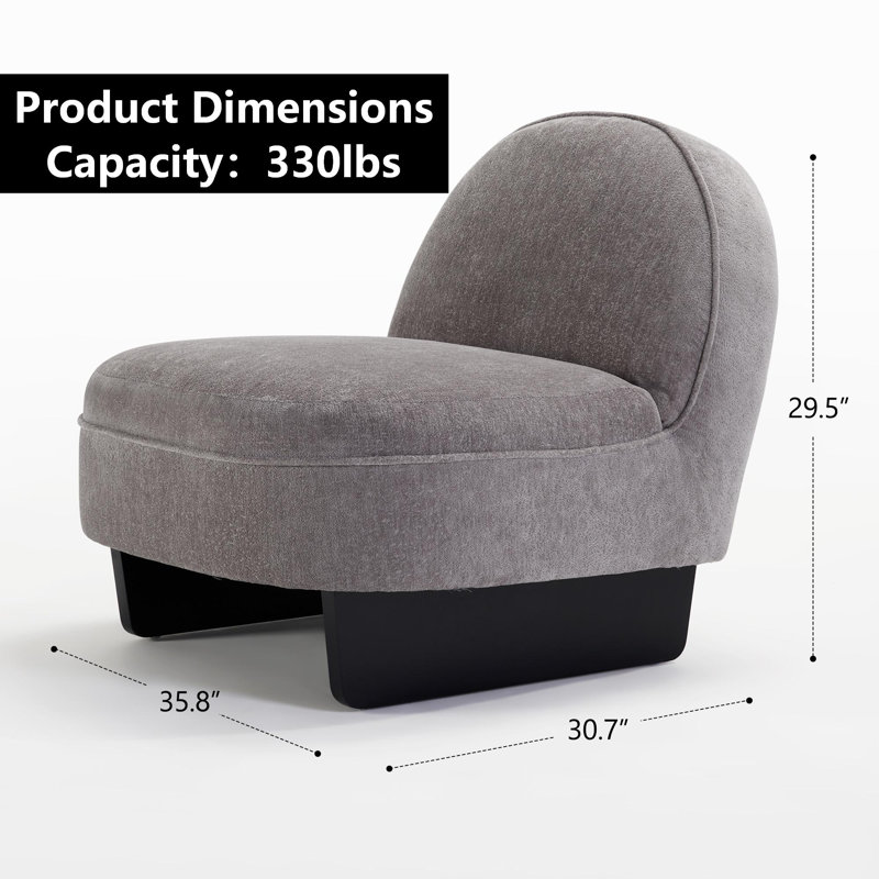 Chaise longue Teddy Boucle en tissu, pieds en bois cintré, aucun assemblage requis, Gris
