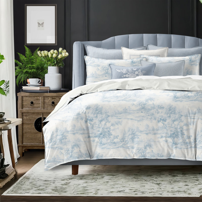 Rustic Cabin Cornflower Blue, Queen Coverlet + 7 Additional Pieces
