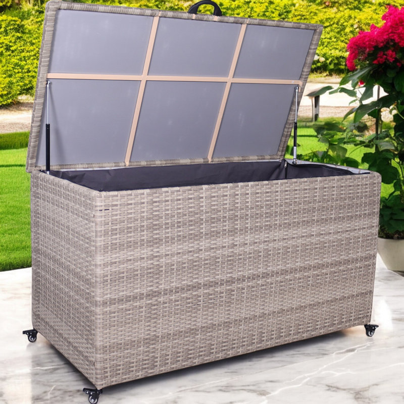 Royalcraft Storage 120cm W 510L Wicker Deck Box with Wheels, Beige