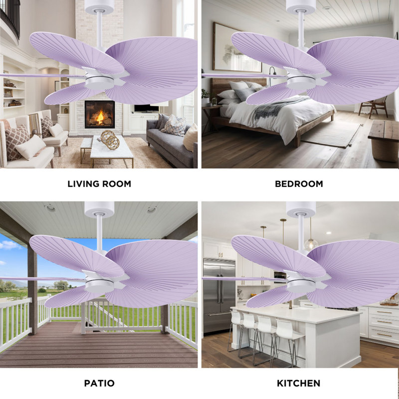 Alessandra Tropical - Five Blade Ceiling Fan - Matte White Finish - Matte White Blades, Matte White, Lilac
