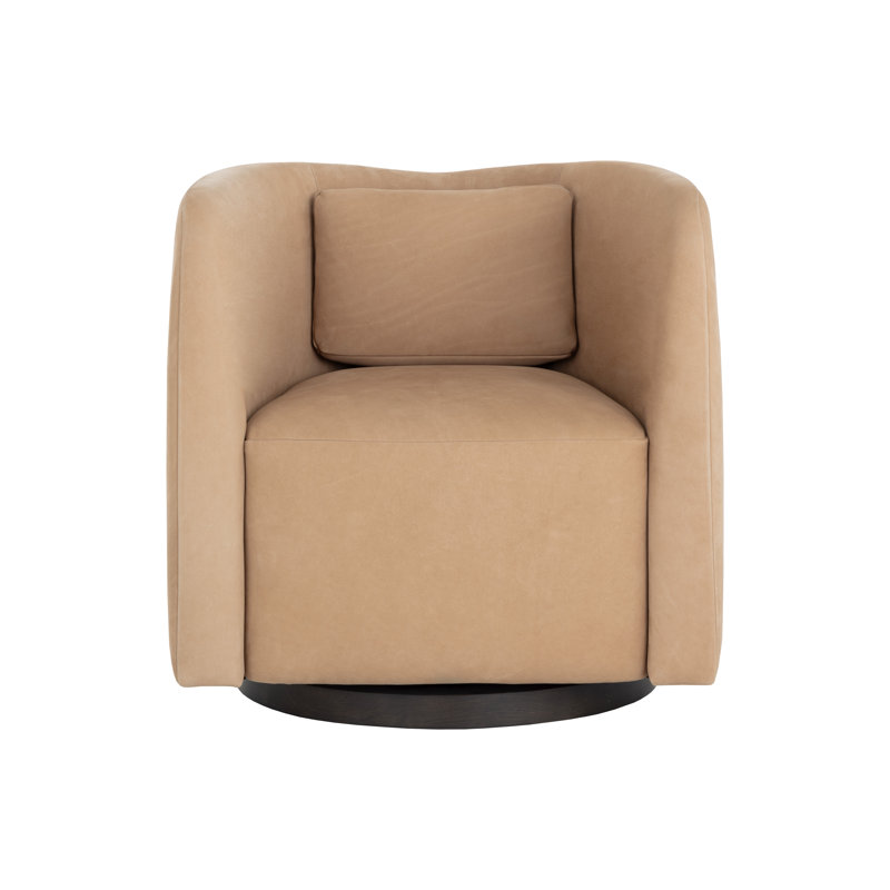 Swivel Lounge Chair, Tan Leather