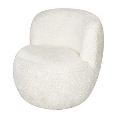 Polyester Rounded Barrel White Accent Chair