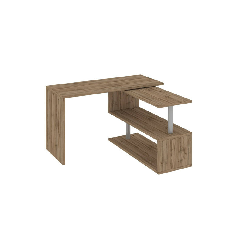 Casmer L-Shaped Writing Desk, Glossy White
